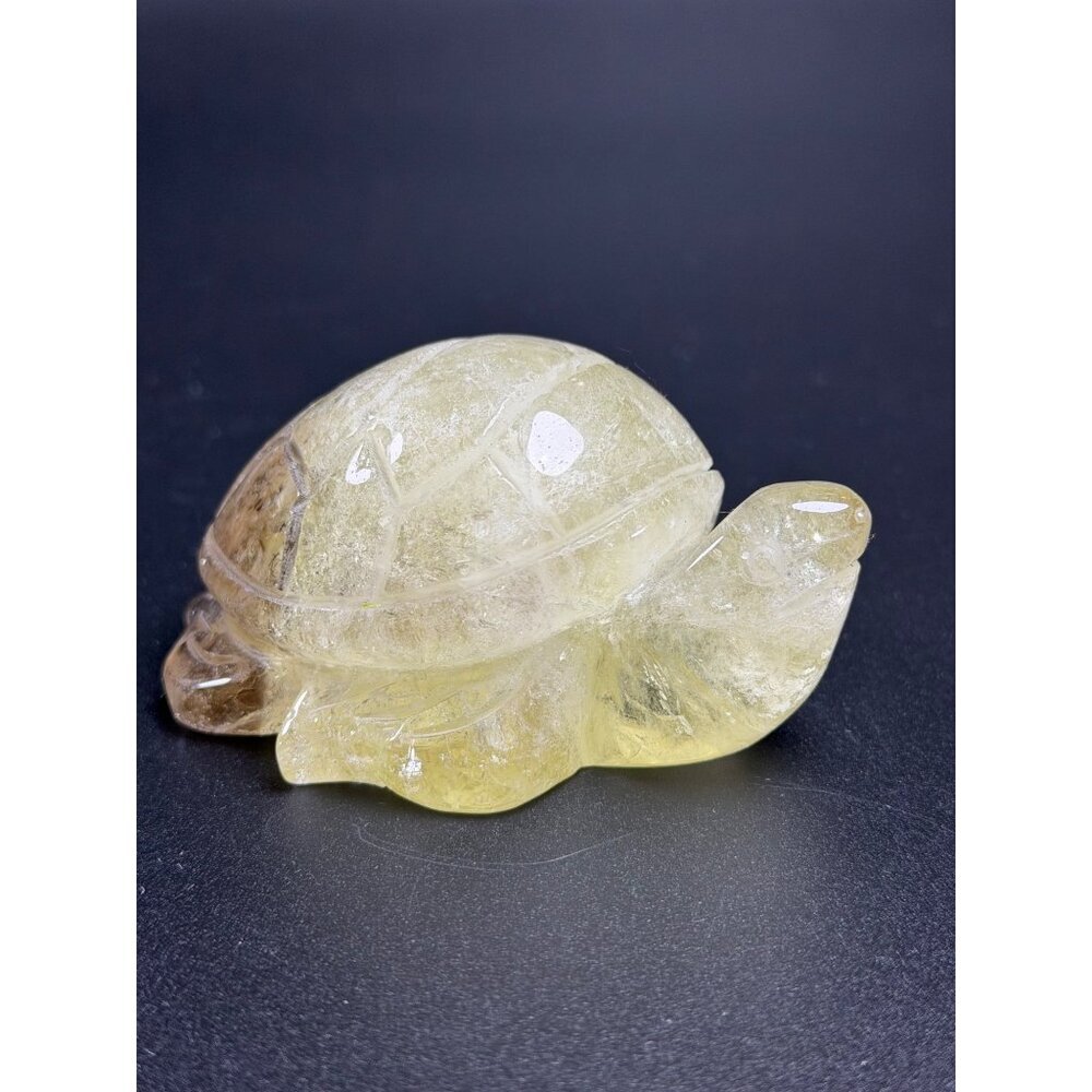 Natural Citrine & Smoky Quartz Turtle Hand Carved Stone Healing Crystal 228g 3" - Picture 3 of 10